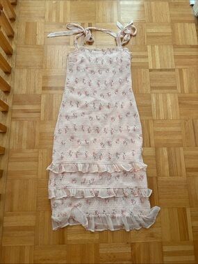 Abercrombie & Fitch Pink Floral Smocked Ruffle Dress